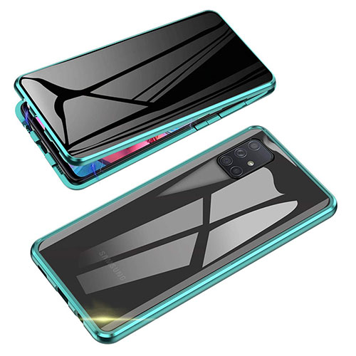 Luxury Aluminum Metal Frame Mirror Cover Case 360 Degrees for Samsung Galaxy M80S Green