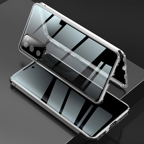Luxury Aluminum Metal Frame Mirror Cover Case 360 Degrees for Samsung Galaxy S20 FE (2022) 5G Silver