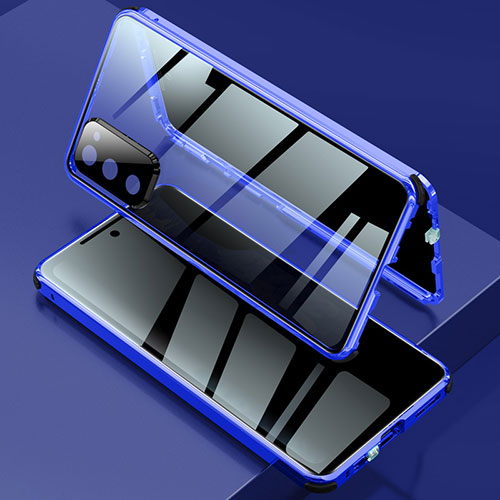 Luxury Aluminum Metal Frame Mirror Cover Case 360 Degrees for Samsung Galaxy S20 Lite 5G Blue