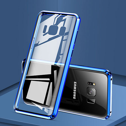 Luxury Aluminum Metal Frame Mirror Cover Case 360 Degrees for Samsung Galaxy S8 Plus Blue