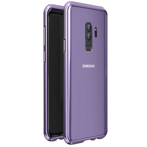 Luxury Aluminum Metal Frame Mirror Cover Case 360 Degrees for Samsung Galaxy S9 Plus Purple