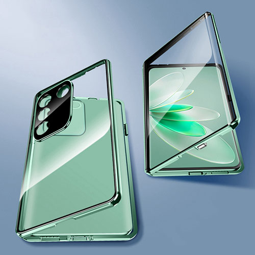 Luxury Aluminum Metal Frame Mirror Cover Case 360 Degrees for Vivo V27 5G Green