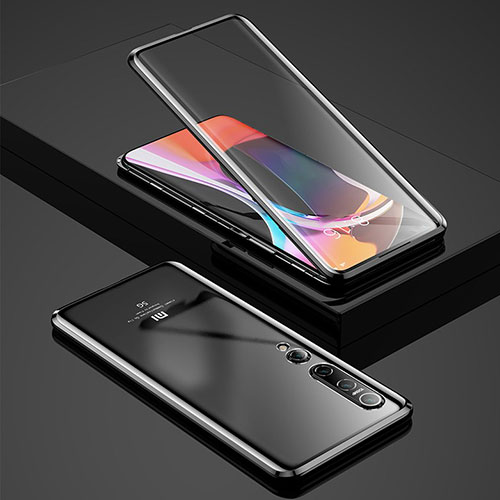 Luxury Aluminum Metal Frame Mirror Cover Case 360 Degrees for Xiaomi Mi 10 Black