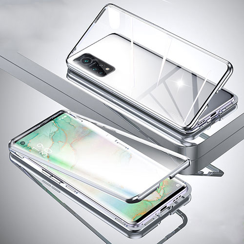 Luxury Aluminum Metal Frame Mirror Cover Case 360 Degrees for Xiaomi Mi 10T Pro 5G Silver