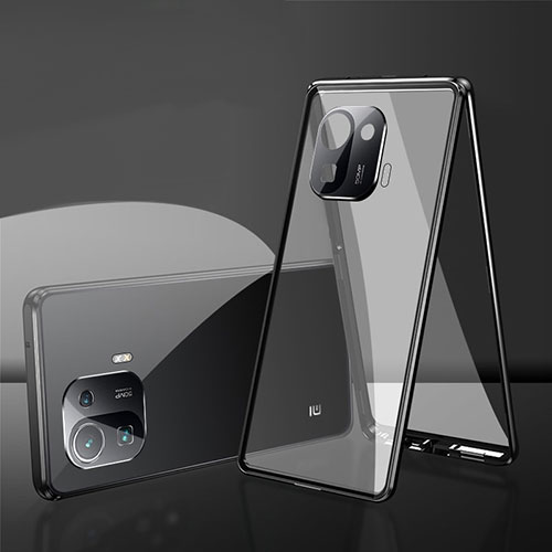 Luxury Aluminum Metal Frame Mirror Cover Case 360 Degrees for Xiaomi Mi 11 Pro 5G Black