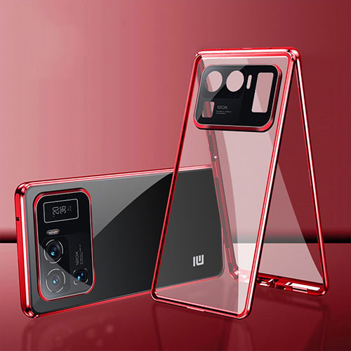 Luxury Aluminum Metal Frame Mirror Cover Case 360 Degrees for Xiaomi Mi 11 Ultra 5G Red
