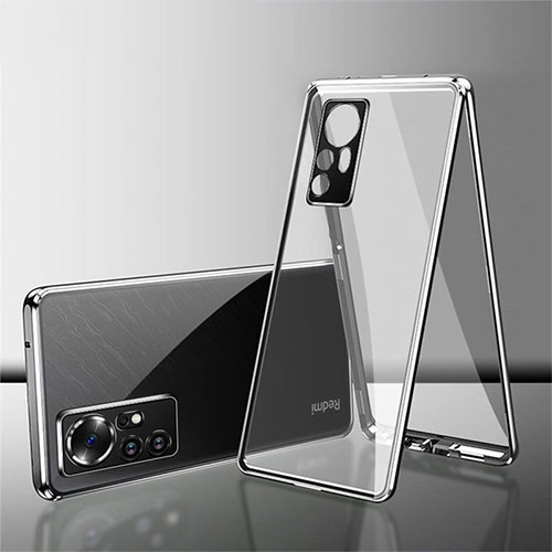 Luxury Aluminum Metal Frame Mirror Cover Case 360 Degrees for Xiaomi Mi 12X 5G Silver