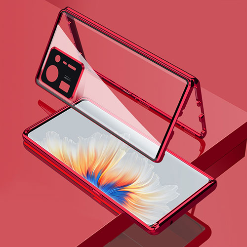 Luxury Aluminum Metal Frame Mirror Cover Case 360 Degrees for Xiaomi Mi Mix 4 5G Red