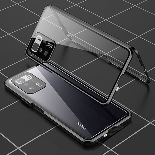 Luxury Aluminum Metal Frame Mirror Cover Case 360 Degrees for Xiaomi Poco X3 GT 5G Black