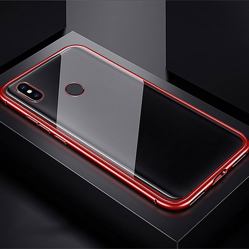 Luxury Aluminum Metal Frame Mirror Cover Case 360 Degrees for Xiaomi Redmi Note 7 Red