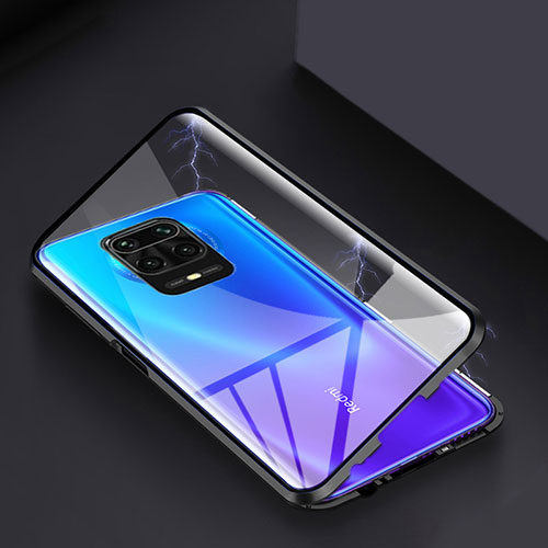 Luxury Aluminum Metal Frame Mirror Cover Case 360 Degrees for Xiaomi Redmi Note 9 Pro Max Black