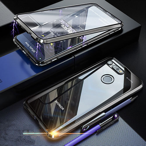 Luxury Aluminum Metal Frame Mirror Cover Case 360 Degrees K01 for Huawei Honor V20 Black