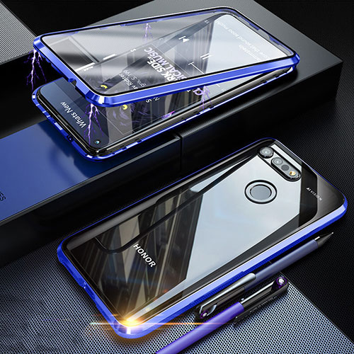 Luxury Aluminum Metal Frame Mirror Cover Case 360 Degrees K01 for Huawei Honor View 20 Blue