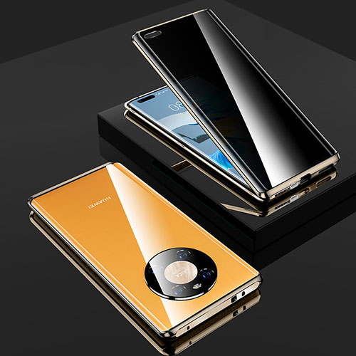 Luxury Aluminum Metal Frame Mirror Cover Case 360 Degrees K01 for Huawei Mate 40 Pro Gold