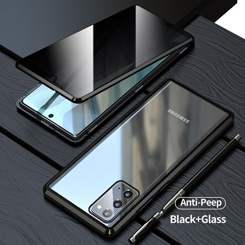 Luxury Aluminum Metal Frame Mirror Cover Case 360 Degrees LK1 for Samsung Galaxy Note 20 5G Black