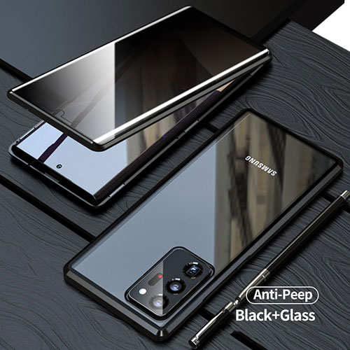 Luxury Aluminum Metal Frame Mirror Cover Case 360 Degrees LK1 for Samsung Galaxy Note 20 Ultra 5G Black