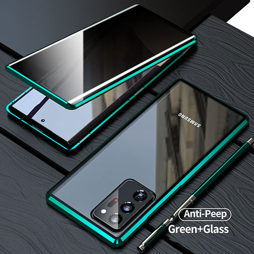 Luxury Aluminum Metal Frame Mirror Cover Case 360 Degrees LK1 for Samsung Galaxy Note 20 Ultra 5G Green