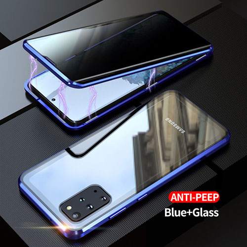 Luxury Aluminum Metal Frame Mirror Cover Case 360 Degrees LK1 for Samsung Galaxy S20 Plus 5G Blue