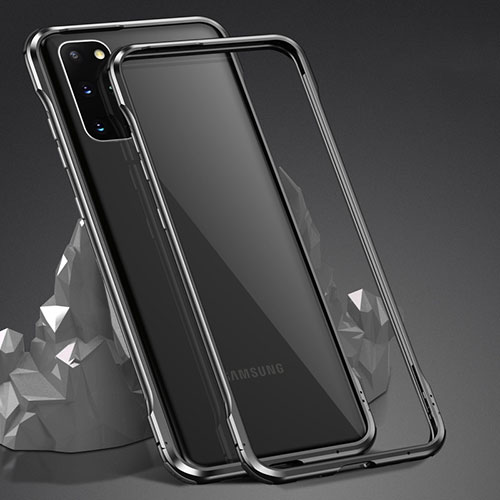 Luxury Aluminum Metal Frame Mirror Cover Case 360 Degrees LK3 for Samsung Galaxy S20 Plus Black