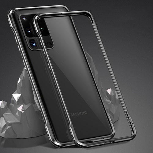 Luxury Aluminum Metal Frame Mirror Cover Case 360 Degrees LK3 for Samsung Galaxy S20 Ultra 5G Black
