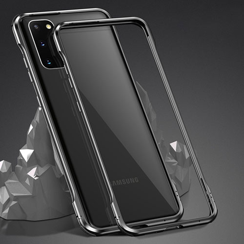 Luxury Aluminum Metal Frame Mirror Cover Case 360 Degrees LK4 for Samsung Galaxy S20 5G Black