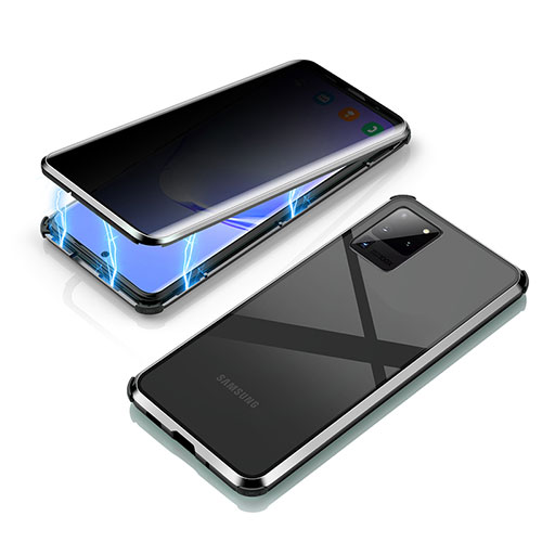 Luxury Aluminum Metal Frame Mirror Cover Case 360 Degrees LK4 for Samsung Galaxy S20 Ultra Black