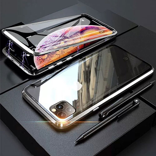 Luxury Aluminum Metal Frame Mirror Cover Case 360 Degrees M01 for Apple iPhone 11 Pro Max Silver