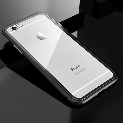 Luxury Aluminum Metal Frame Mirror Cover Case 360 Degrees M01 for Apple iPhone 6 Plus Black