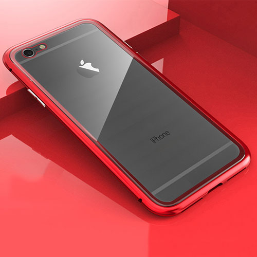 Luxury Aluminum Metal Frame Mirror Cover Case 360 Degrees M01 for Apple iPhone 6S Red