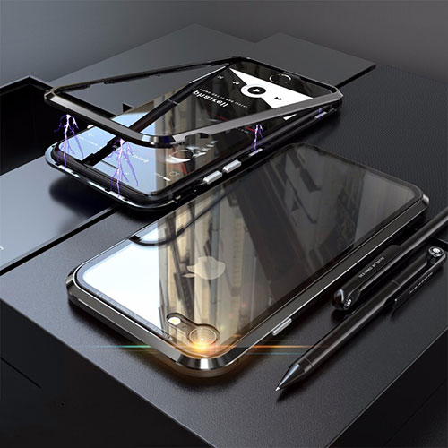 Luxury Aluminum Metal Frame Mirror Cover Case 360 Degrees M01 for Apple iPhone 8 Black