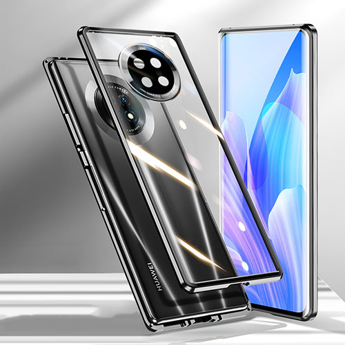 Luxury Aluminum Metal Frame Mirror Cover Case 360 Degrees M01 for Huawei Enjoy 20 Plus 5G Black