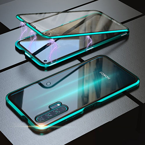 Luxury Aluminum Metal Frame Mirror Cover Case 360 Degrees M01 for Huawei Honor 20 Pro Green