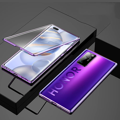 Luxury Aluminum Metal Frame Mirror Cover Case 360 Degrees M01 for Huawei Honor 30 Pro+ Plus Purple