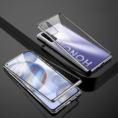 Luxury Aluminum Metal Frame Mirror Cover Case 360 Degrees M01 for Huawei Honor 30 Silver