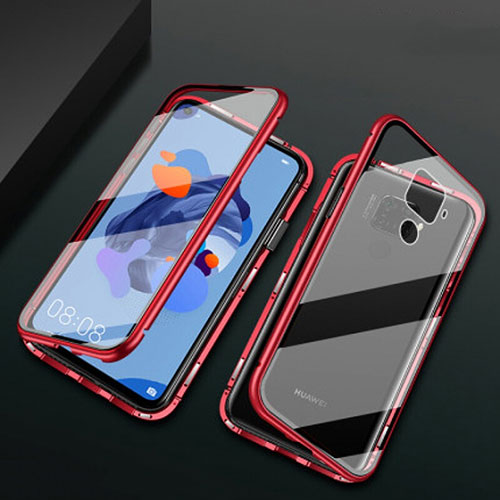 Luxury Aluminum Metal Frame Mirror Cover Case 360 Degrees M01 for Huawei Mate 30 Lite Red