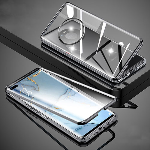 Luxury Aluminum Metal Frame Mirror Cover Case 360 Degrees M01 for Huawei Mate 40E Pro 5G Black