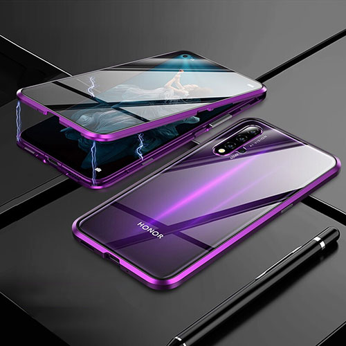 Luxury Aluminum Metal Frame Mirror Cover Case 360 Degrees M01 for Huawei Nova 5T Purple