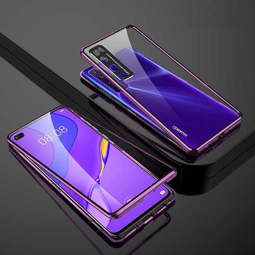 Luxury Aluminum Metal Frame Mirror Cover Case 360 Degrees M01 for Huawei Nova 7 Pro 5G Purple
