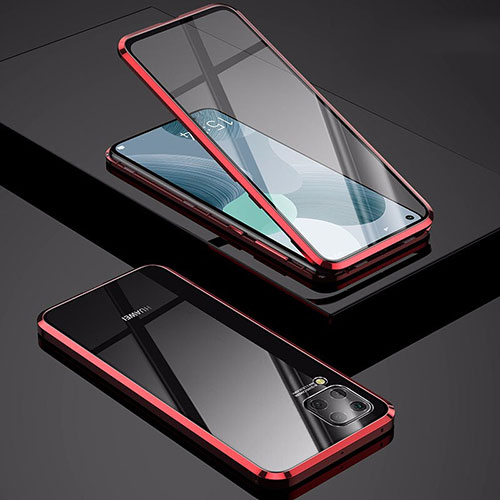 Luxury Aluminum Metal Frame Mirror Cover Case 360 Degrees M01 for Huawei Nova 7i Red