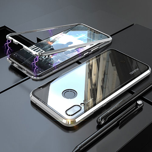 Luxury Aluminum Metal Frame Mirror Cover Case 360 Degrees M01 for Huawei P Smart+ Plus Silver