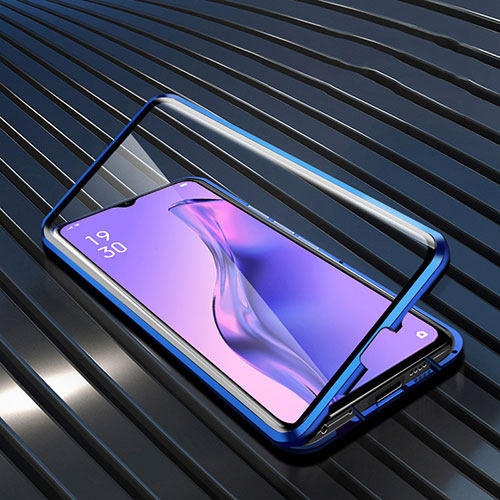 Luxury Aluminum Metal Frame Mirror Cover Case 360 Degrees M01 for Oppo A31 Blue