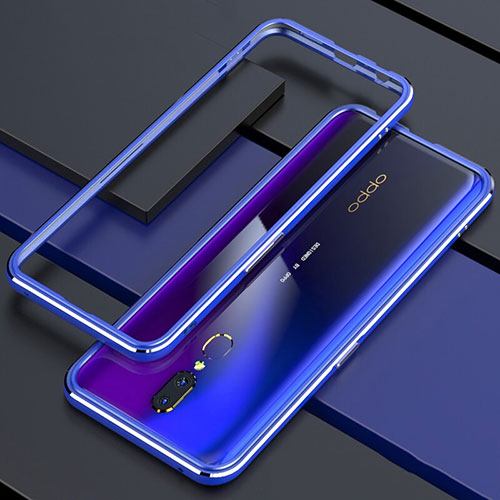 Luxury Aluminum Metal Frame Mirror Cover Case 360 Degrees M01 for Oppo A9 Blue