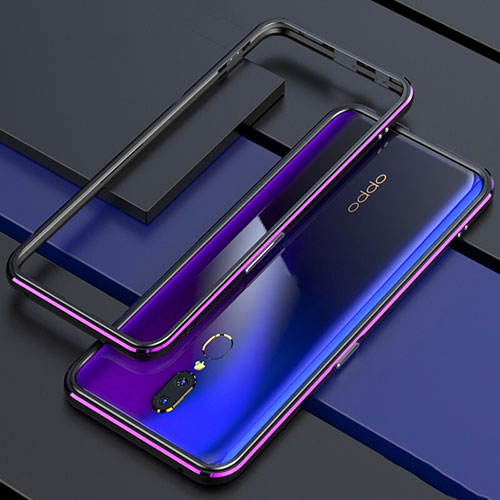 Luxury Aluminum Metal Frame Mirror Cover Case 360 Degrees M01 for Oppo A9 Purple