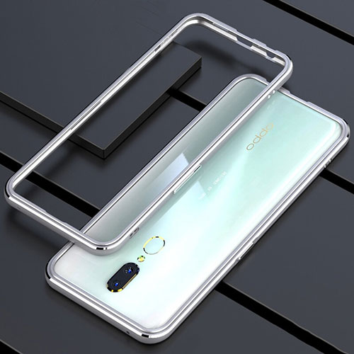Luxury Aluminum Metal Frame Mirror Cover Case 360 Degrees M01 for Oppo A9X Silver