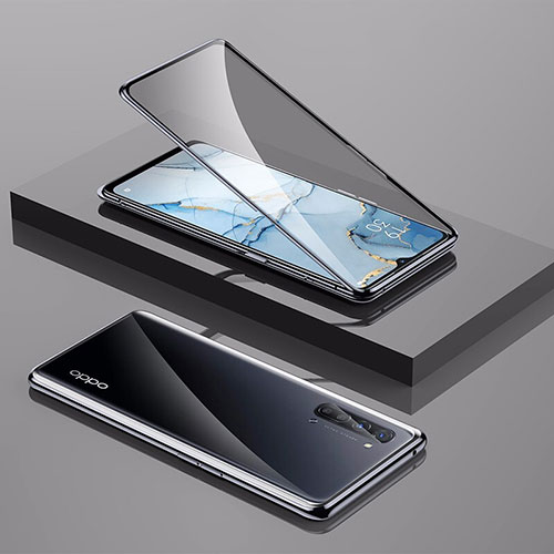 Luxury Aluminum Metal Frame Mirror Cover Case 360 Degrees M01 for Oppo Find X2 Lite Black