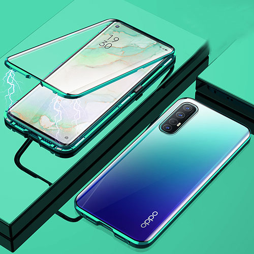Luxury Aluminum Metal Frame Mirror Cover Case 360 Degrees M01 for Oppo Find X2 Neo Green