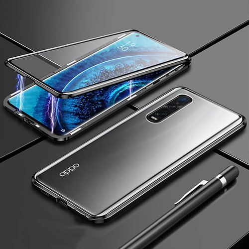 Luxury Aluminum Metal Frame Mirror Cover Case 360 Degrees M01 for Oppo Find X2 Pro Black
