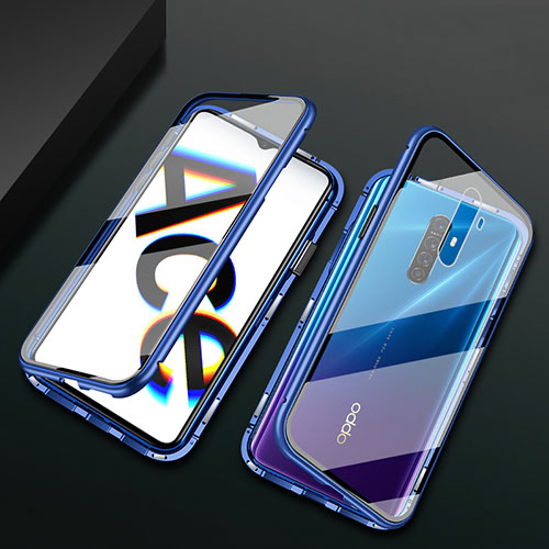 Luxury Aluminum Metal Frame Mirror Cover Case 360 Degrees M01 for Realme X2 Pro Blue