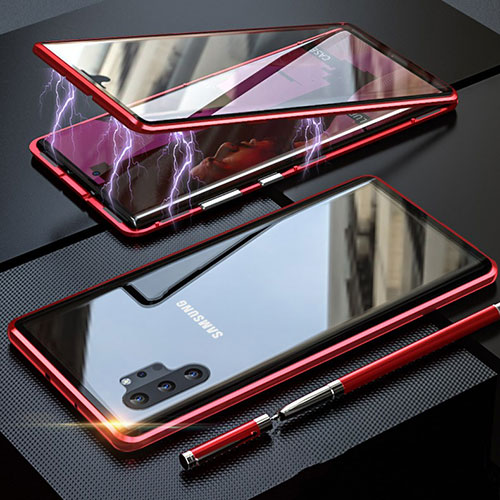 Luxury Aluminum Metal Frame Mirror Cover Case 360 Degrees M01 for Samsung Galaxy Note 10 Plus 5G Red