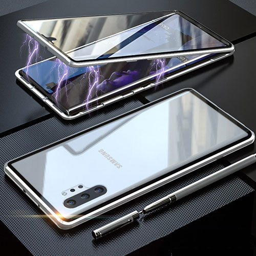 Luxury Aluminum Metal Frame Mirror Cover Case 360 Degrees M01 for Samsung Galaxy Note 10 Plus 5G Silver